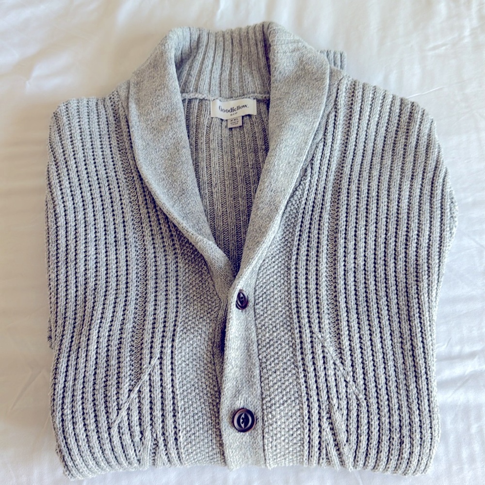 Goodfellow & Co Men's Light Gray Ribbed Cardigan